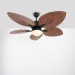 Boho Leaves Black × Brown Ceiling Fan – 50 Inch