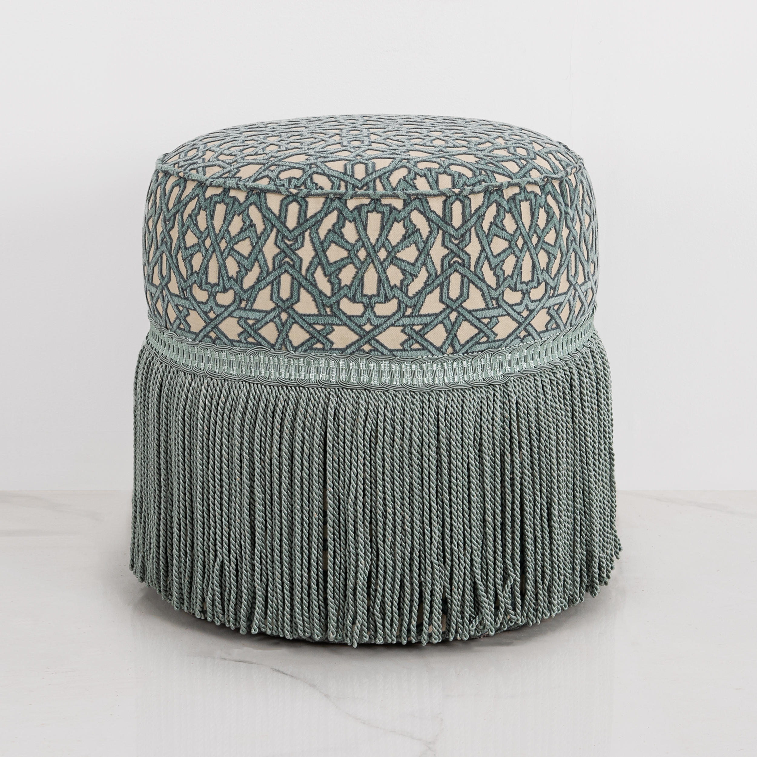 LM-PU-102RED-N Handcrafted Green Pouf - Image 1